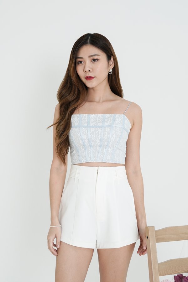 *TPZ* ROMANTIC LACE PANEL TOP IN DUSTY BLUE