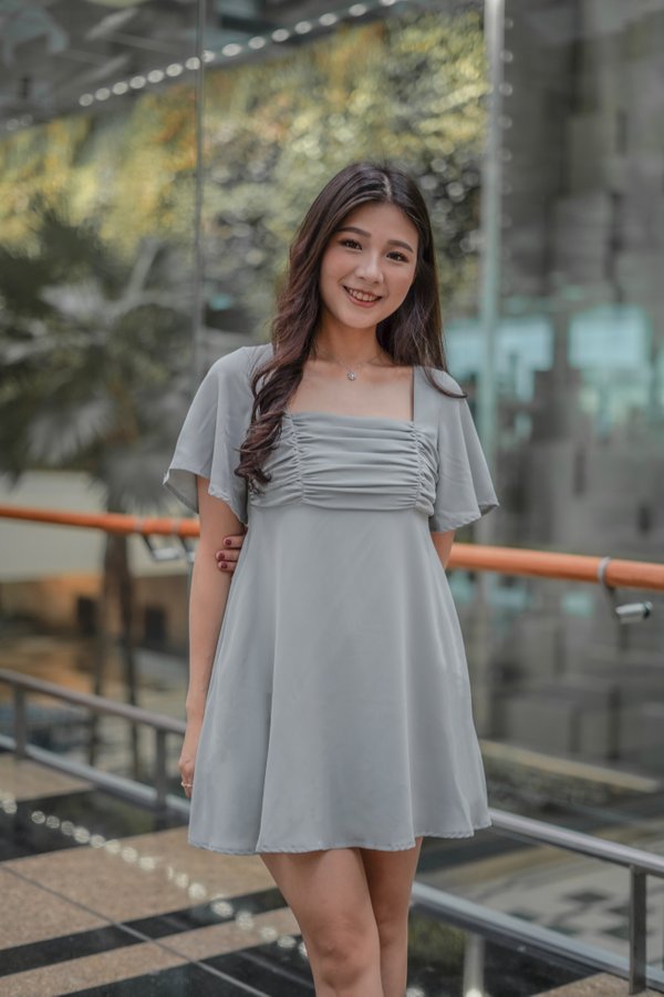 *TPZ* OHANA PLEATED BABYDOLL DRESS ROMPER *WITH DETACHABLE SHORTS* IN LAGOON BLUE