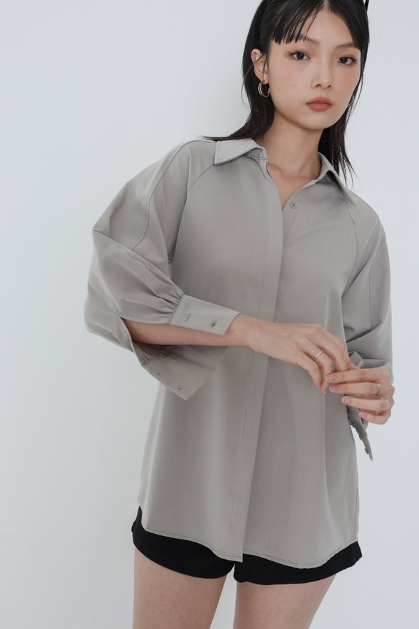 *TPZ* FAST LANE TEXTURED CUFF SHIRT IN CLAY TAUPE
