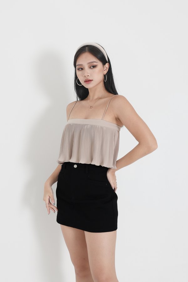 *TPZ* POPPY PLEATED PADDED TOP IN NUDE TAUPE 