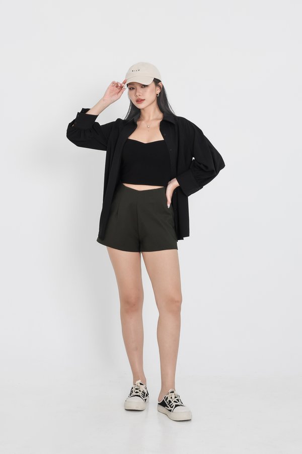 *TPZ* THE V HIGH WAISTED SHORTS IN OLIVE