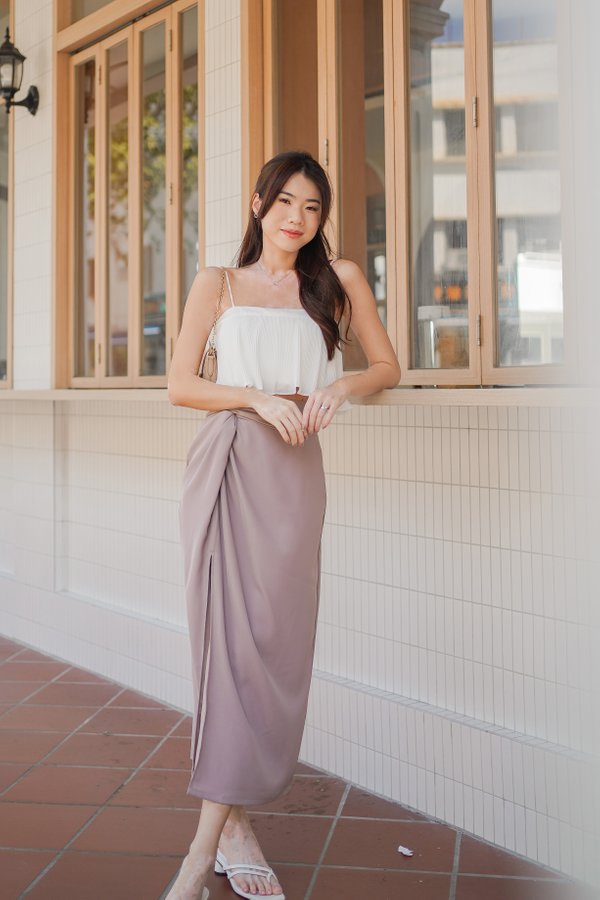 *TPZ* FLAIR KNOTTED MIDI SKIRT IN DUSTY MAUVE