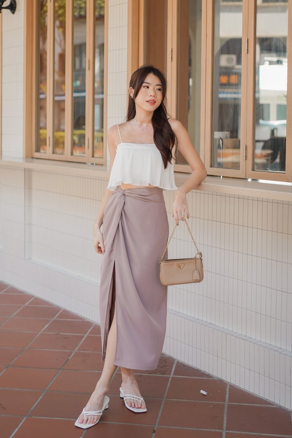 *TPZ* FLAIR KNOTTED MIDI SKIRT IN DUSTY MAUVE