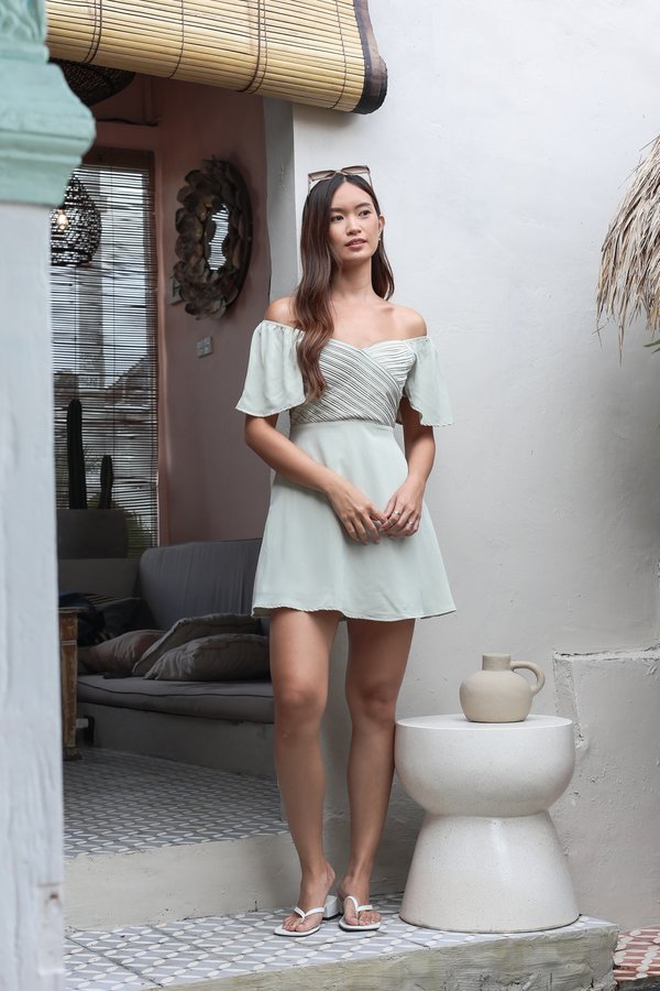 *TPZ* THE DREAM DRESS ROMPER *WITH DETACHABLE SHORTS* IN DUSTY SAGE