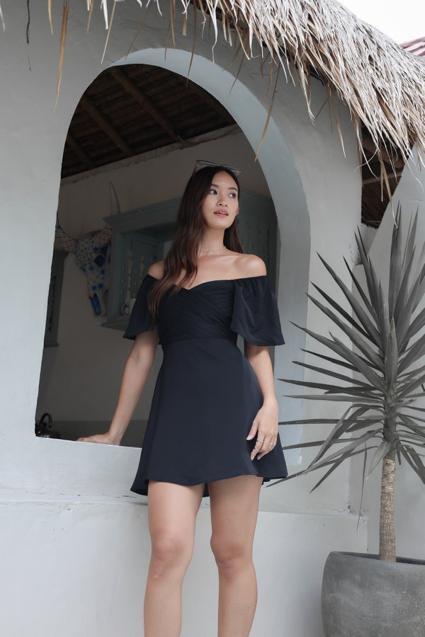 *TPZ* THE DREAM DRESS ROMPER *WITH DETACHABLE SHORTS* IN BLACK