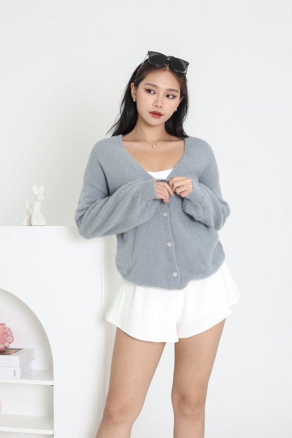 *TPZ* FLUFFY BLISS SOFT KNIT CARDIGAN IN CLOUD BLUE