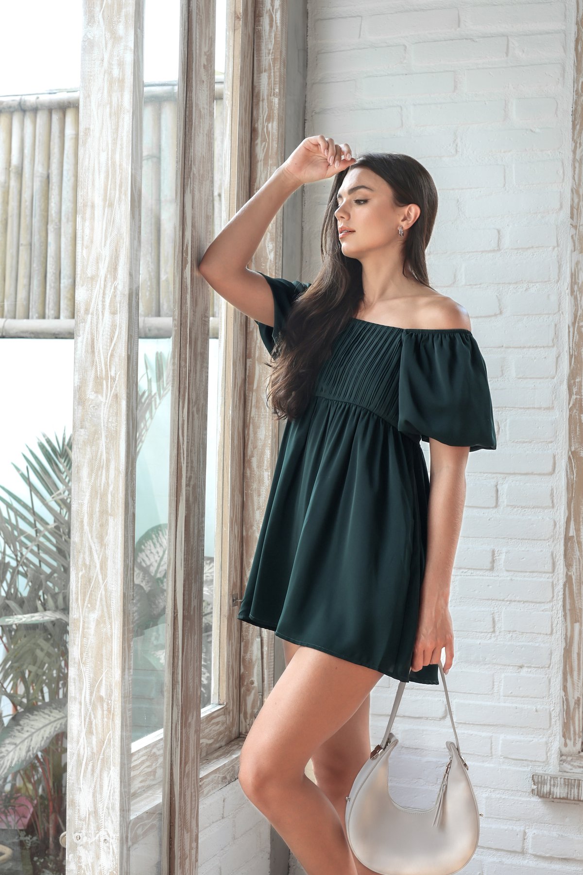 TPZ* WHIMSICAL PLEATED BABYDOLL TOP/ DRESS IN FOREST