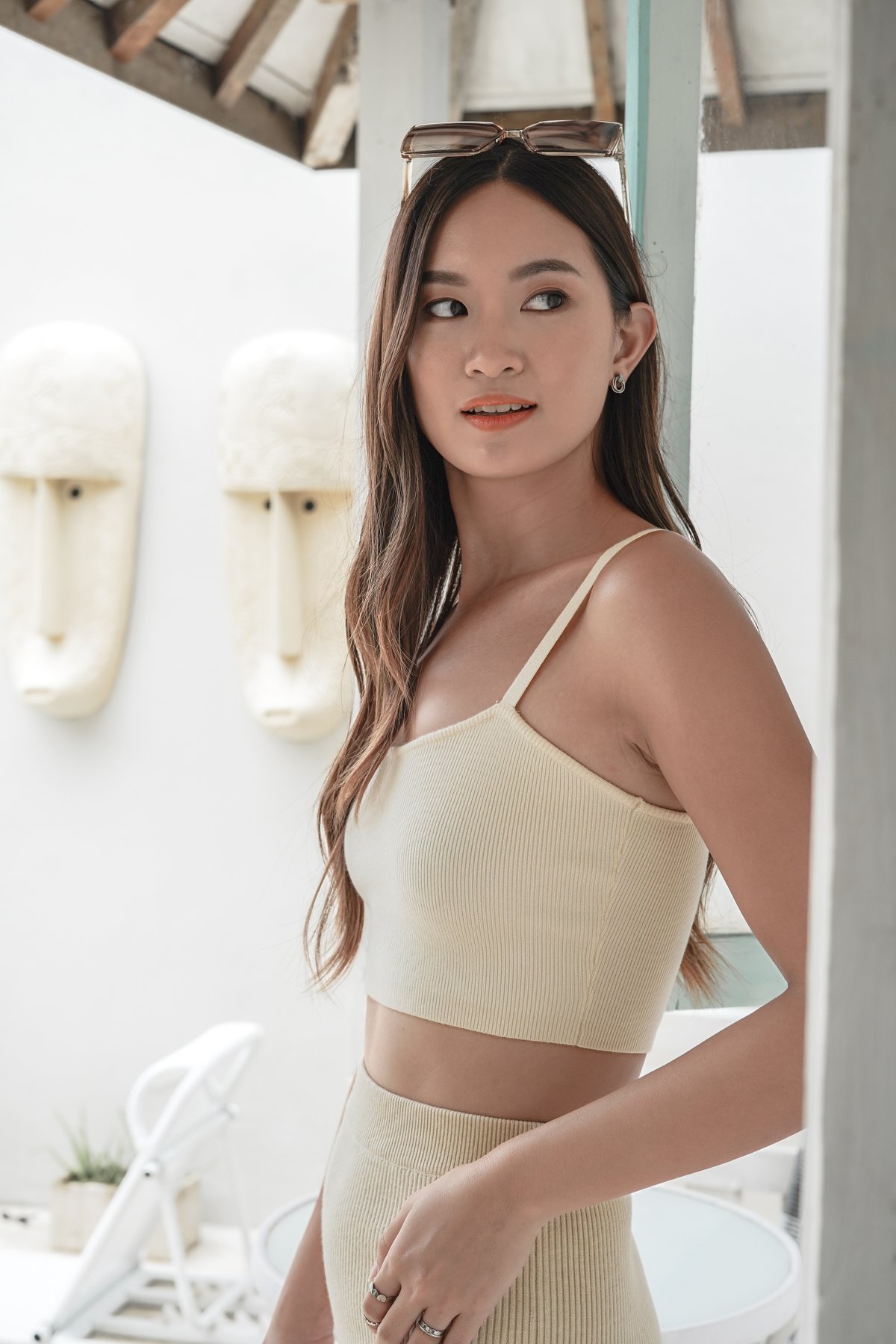 TPZ* THE CORE KNIT CROP TOP IN CREAM