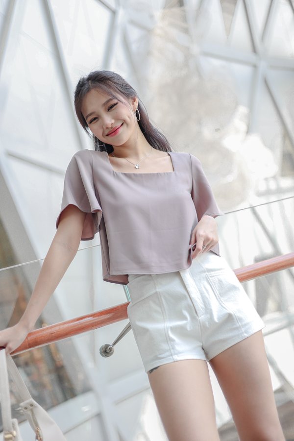 *TPZ* PHOEBE FLUTTER TOP 2.0 IN DUSTY MAUVE