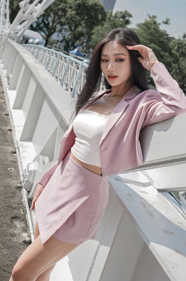 *TPZ* ANY HOUR CROPPED BLAZER IN BABY PINK