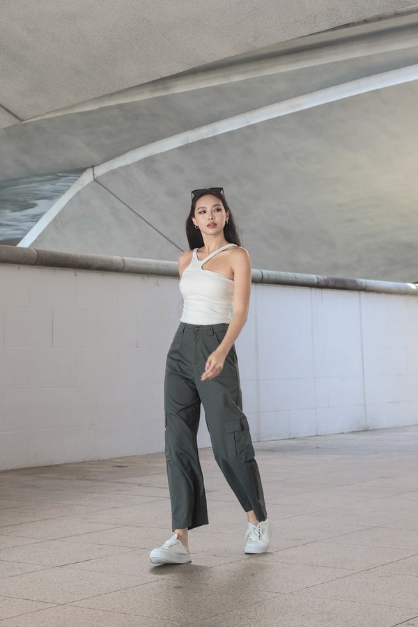 *TPZ* IRREGULAR CARGO PANTS IN HUNTER GREEN
