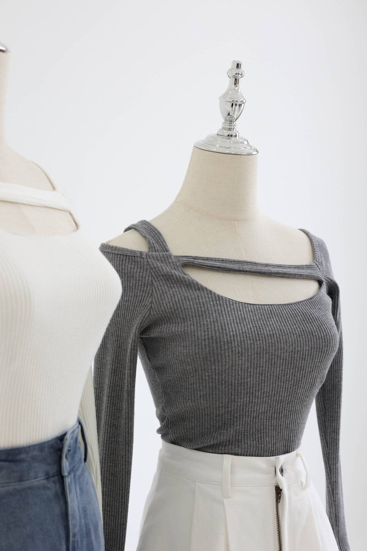 *TPZ* ECLIPSE PADDED KNIT TOP IN GREY | TOPAZETTE