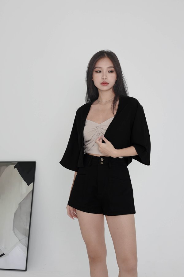 *TPZ* IKIGAI CROPPED KIMONO IN BLACK (NOT FOR INDIVIDUAL SALE)