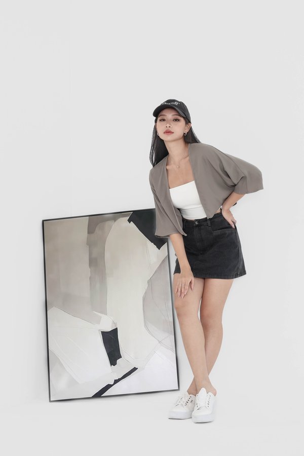 *TPZ* IKIGAI CROPPED KIMONO IN ASH CLAY (NOT FOR INDIVIDUAL SALE) 