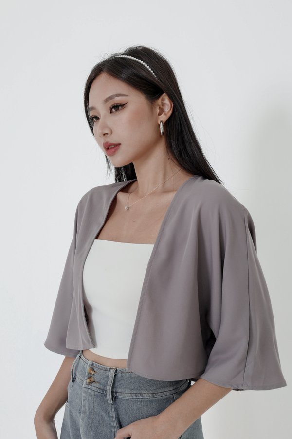 *TPZ* IKIGAI CROPPED KIMONO IN LAVENDER GREY (NOT FOR INDIVIDUAL SALE) 