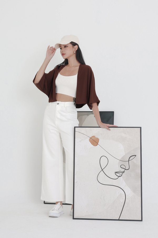 *TPZ* IKIGAI CROPPED KIMONO IN CHOCOLATE (NOT FOR INDIVIDUAL SALE) 