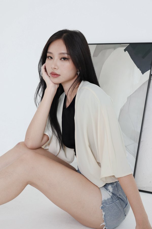 *TPZ* IKIGAI CROPPED KIMONO IN VANILLA (NOT FOR INDIVIDUAL SALE) 
