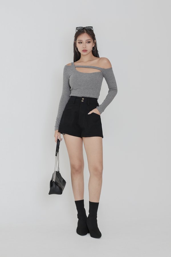 *TPZ* ECLIPSE PADDED KNIT TOP IN GREY