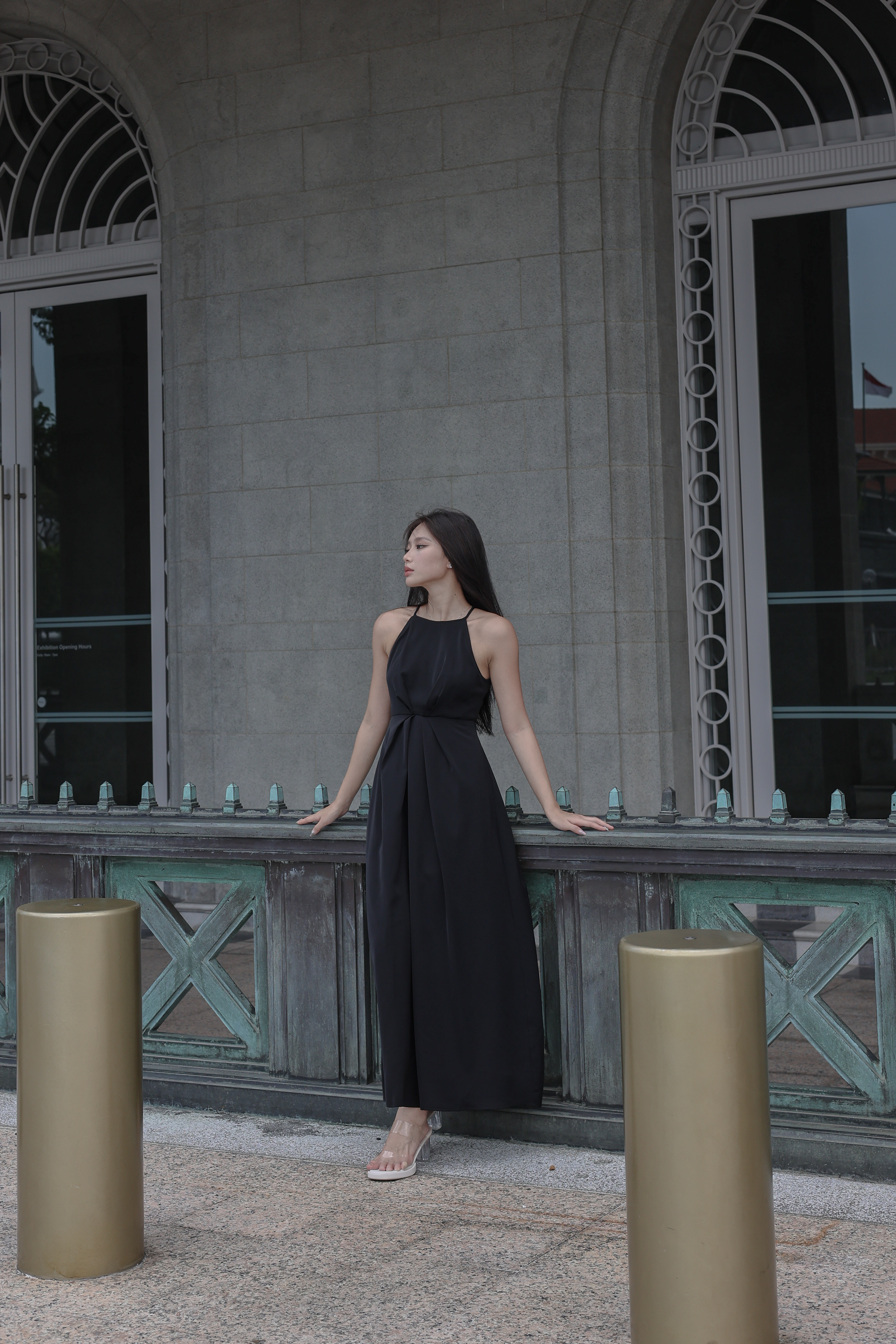 TPZ* PARIS HALTER PLEATS MAXI DRESS IN BLACK | TOPAZETTE