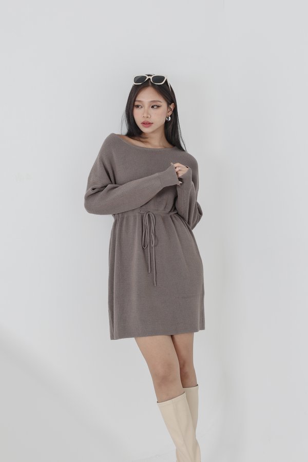 *TPZ* HOLIDAY COZY KNIT DRESS IN ASH TAUPE