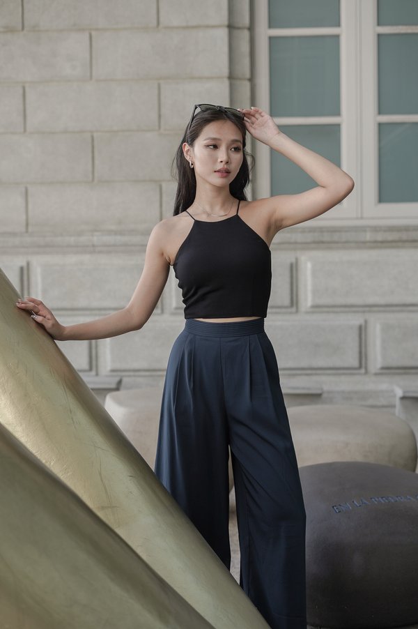 *TPZ* SKYE PLEATED HIGH WAISTED PANTS IN MIDNIGHT TEAL