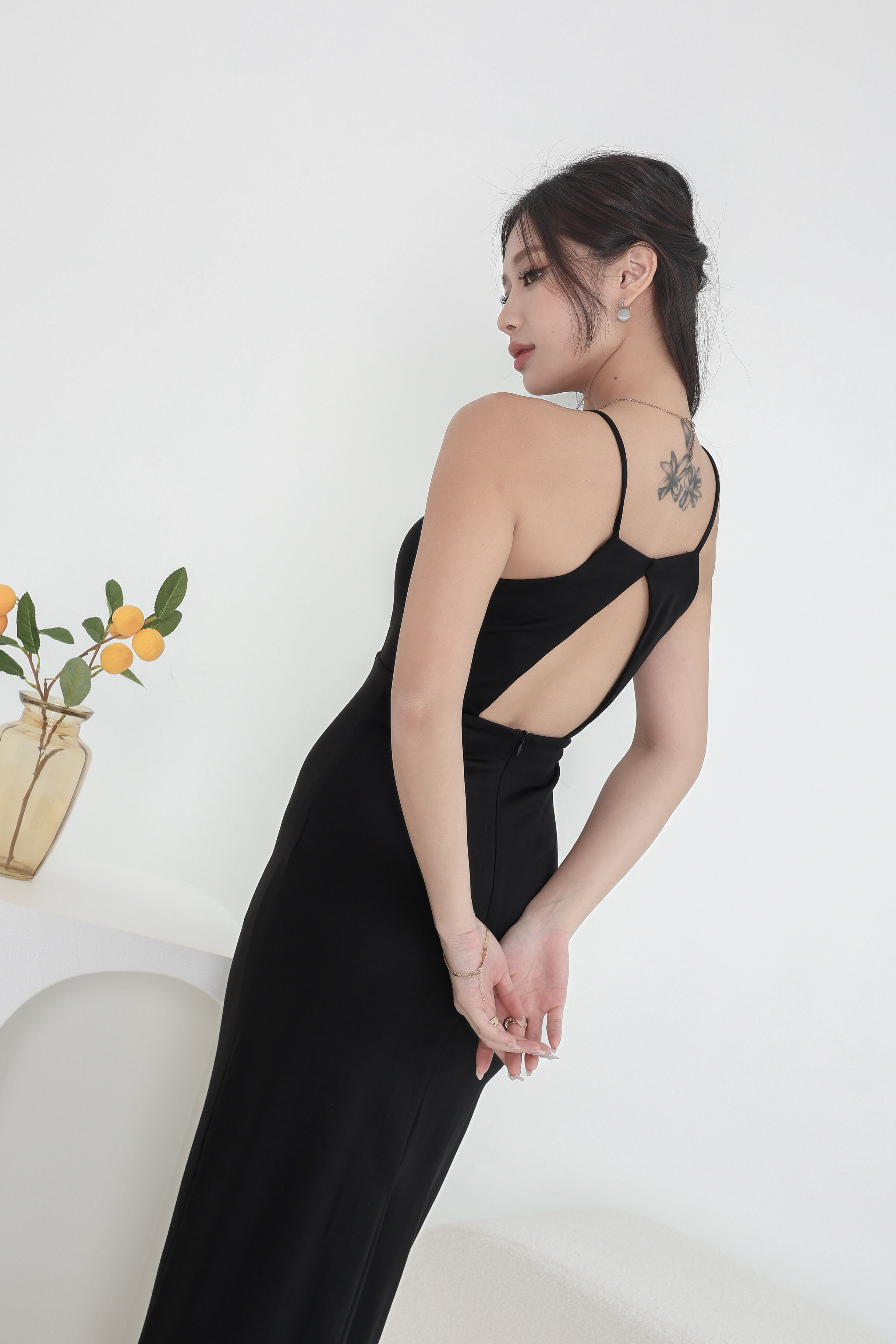 TPZ* UPSCALE OPEN BACK MAXI DRESS IN BLACK | TOPAZETTE