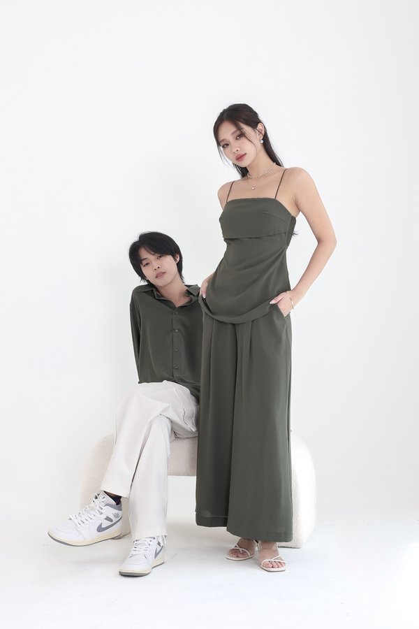 *TPZ* DOVE FLOWY PANTS IN OLIVE GREEN