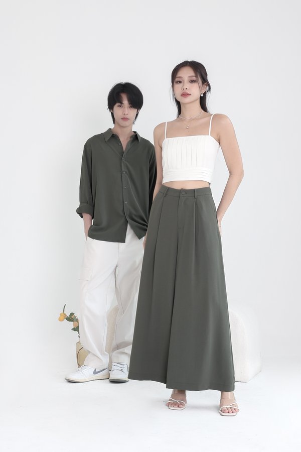 *TPZ* DOVE FLOWY PANTS IN OLIVE GREEN