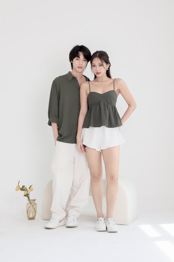 *TPZ* MELODY BABYDOLL TOP IN OLIVE GREEN