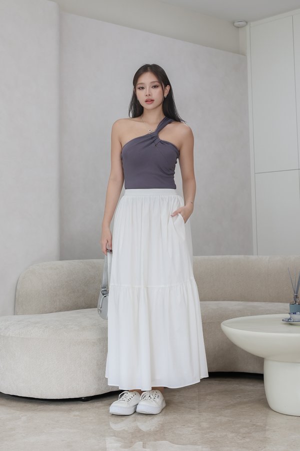 *TPZ* PENELOPE TIERED MAXI SKIRT IN WHITE