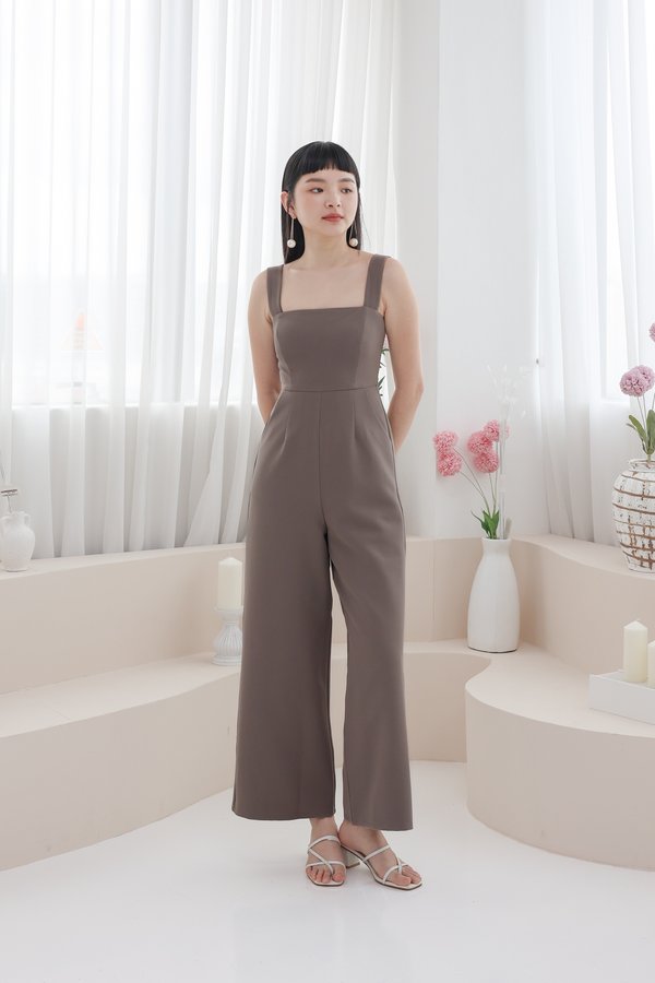 *TPZ* YUNA PADDED JUMPSUIT IN COCOA TAUPE - PETITE VERSION