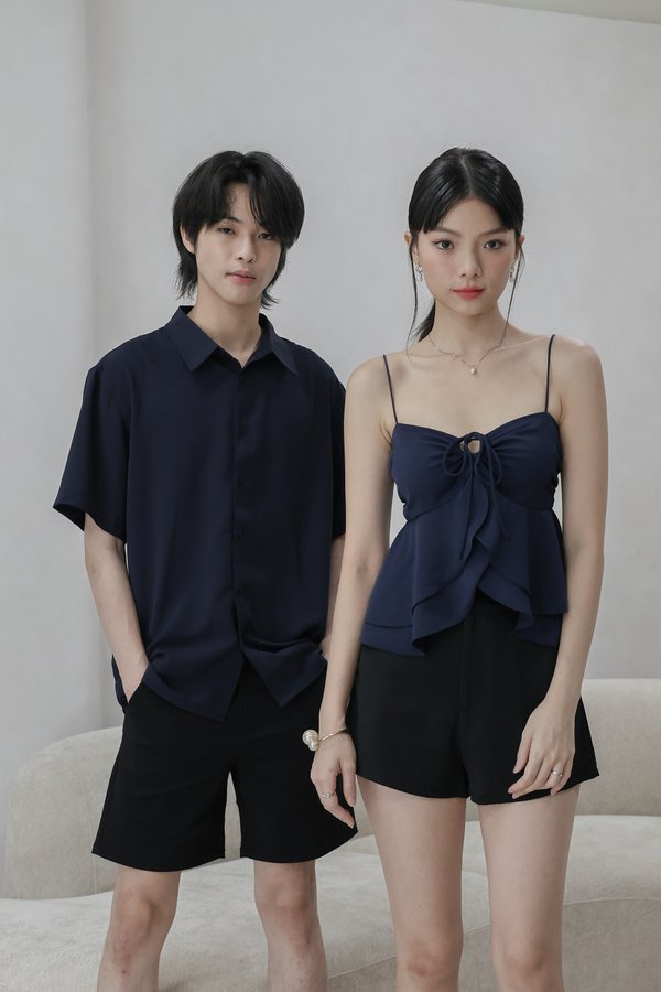 *TPZ* MIRACLE 2 WAY FLUTTER TOP IN NAVY 