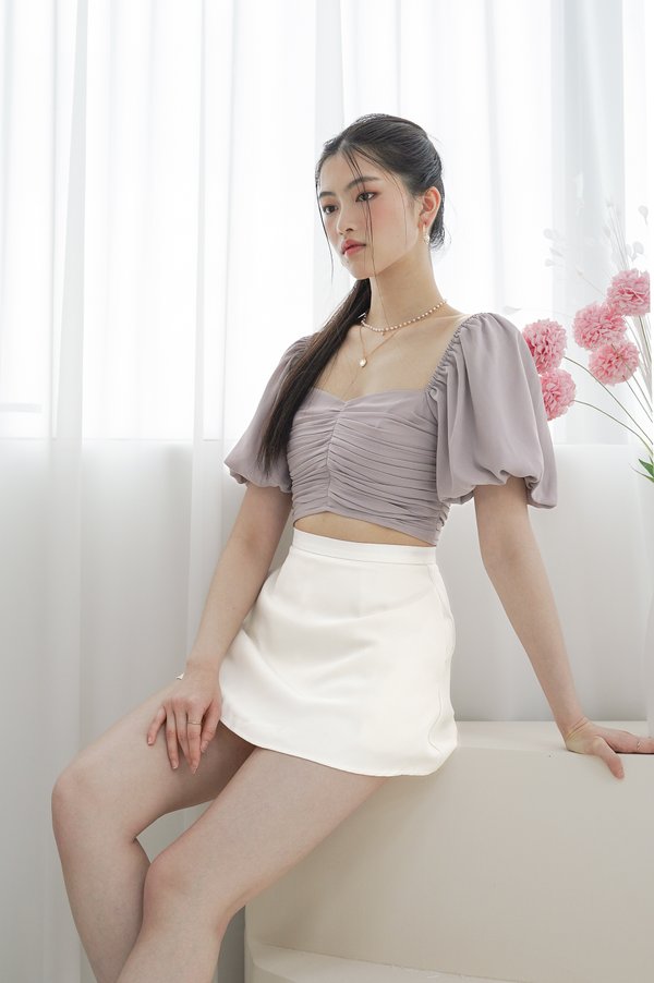 *TPZ* MELLOW BUBBLE SLEEVES PLEATED TOP IN LAVENDER MIST