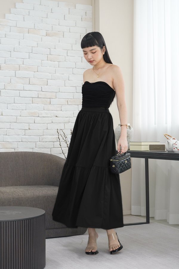 *TPZ* PENELOPE TIERED MAXI SKIRT IN BLACK