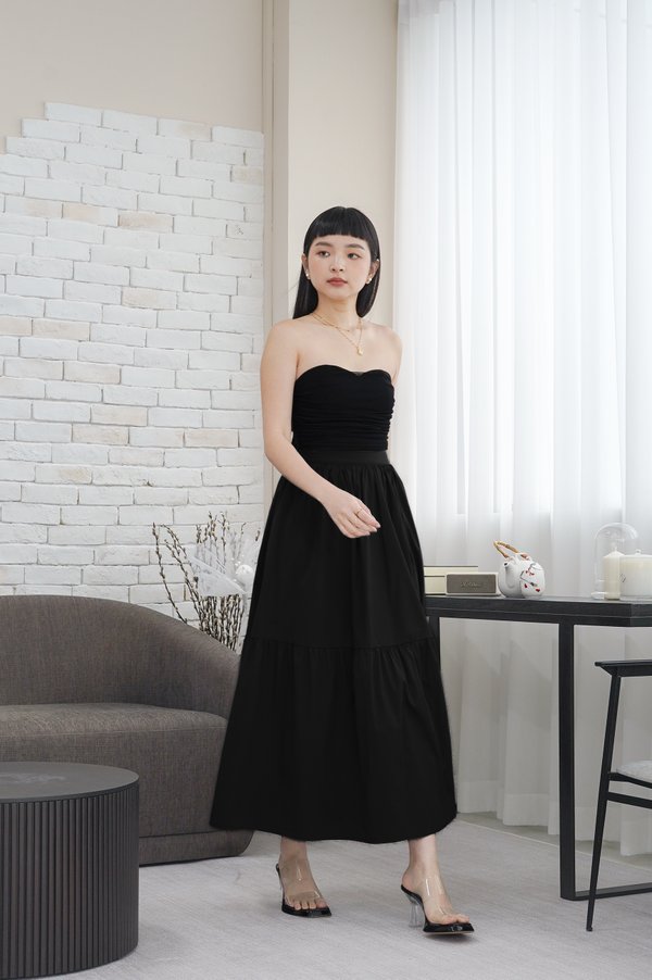 *TPZ* PENELOPE TIERED MAXI SKIRT IN BLACK