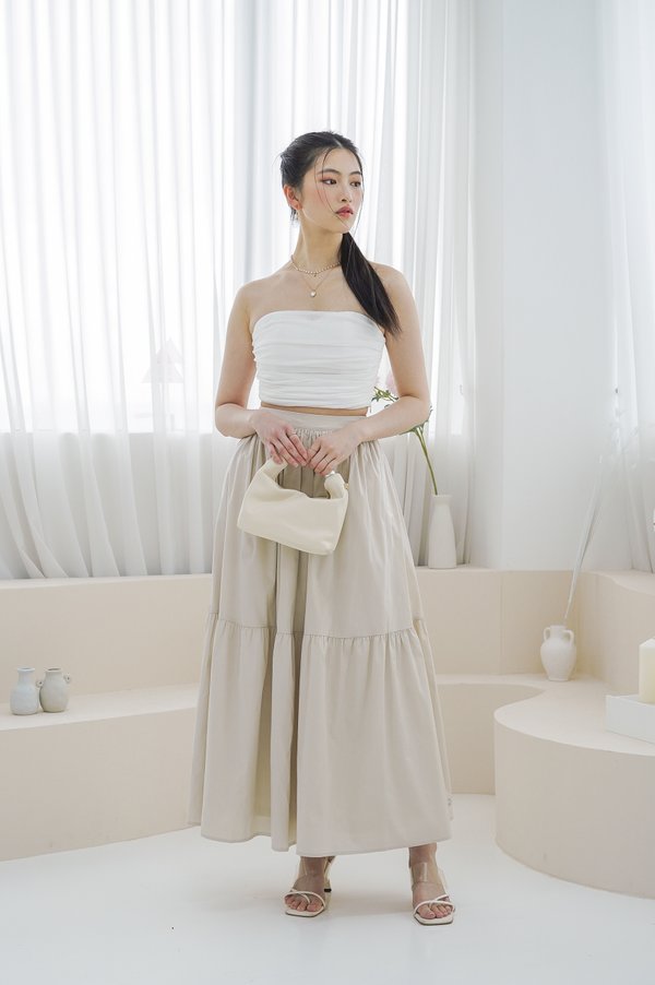 *TPZ* PENELOPE TIERED MAXI SKIRT IN IVORY NUDE