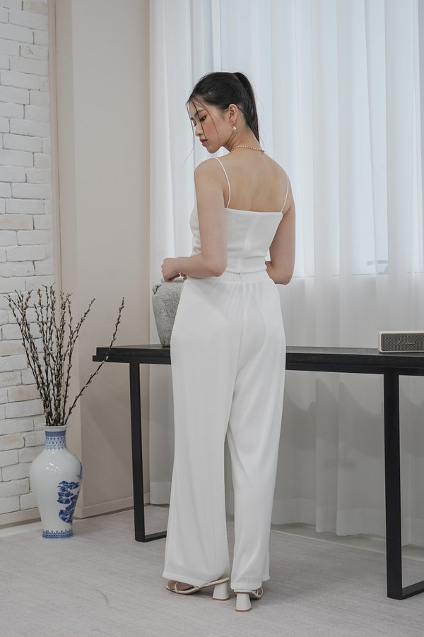 *TPZ* CHARM PLEATED FLOWY PANTS IN WHITE