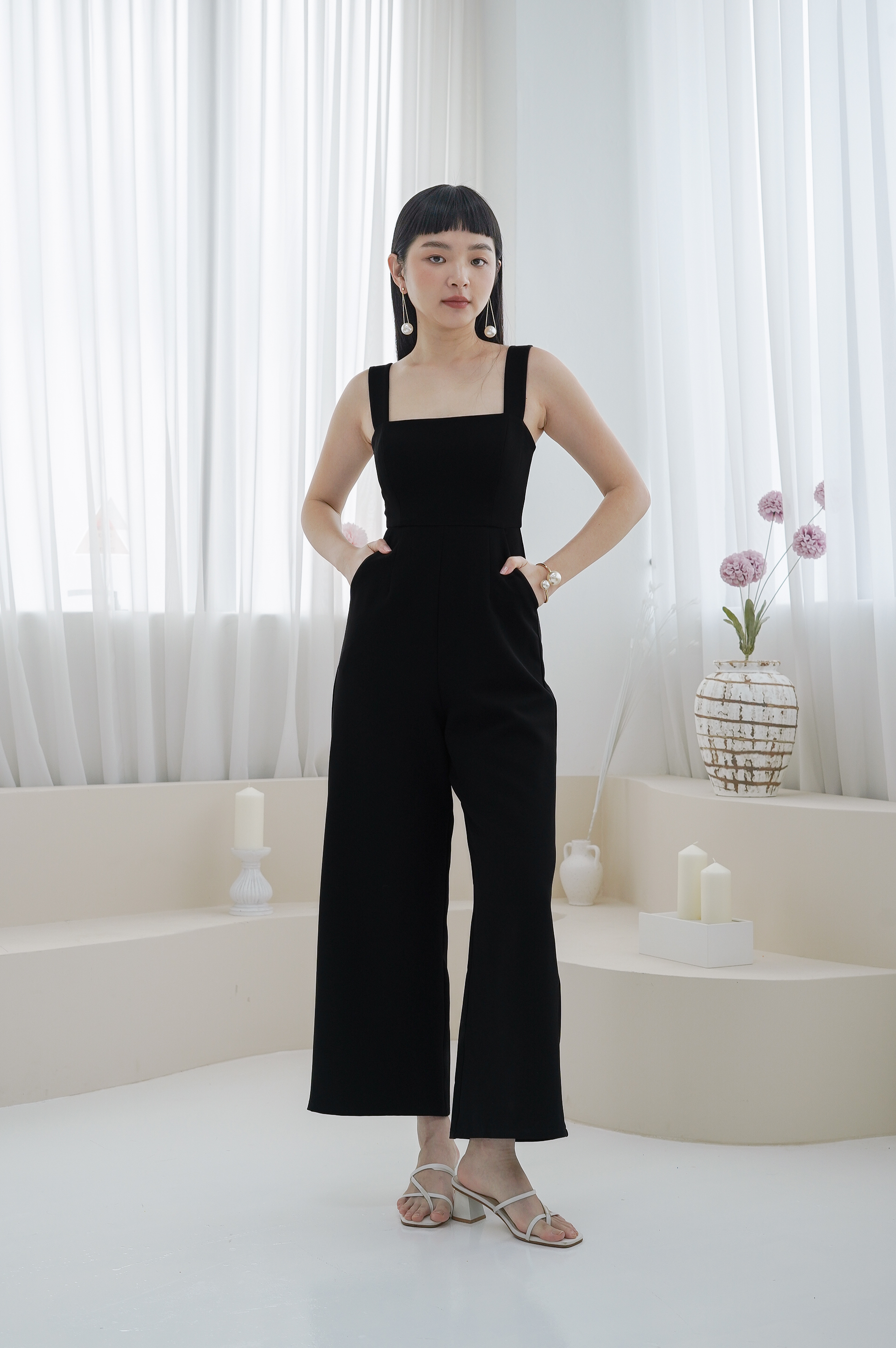 トップス Yuma TPZ* YUNA PADDED JUMPSUIT IN BLACK | TOPAZETTE