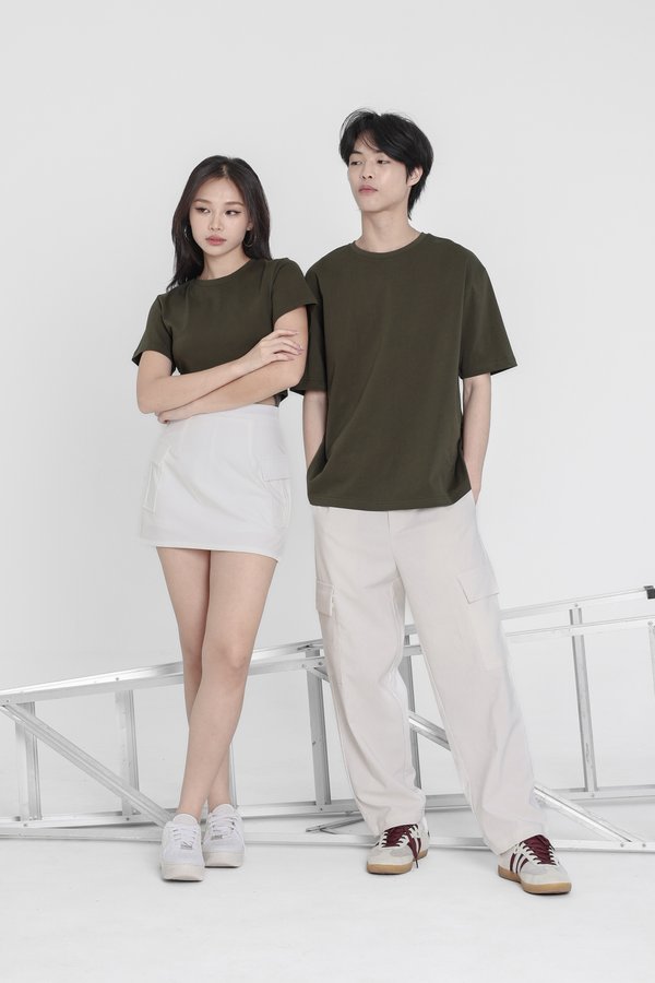 *TPZ* VIBES UNISEX OVERSIZED TEE IN OLIVE GREEN