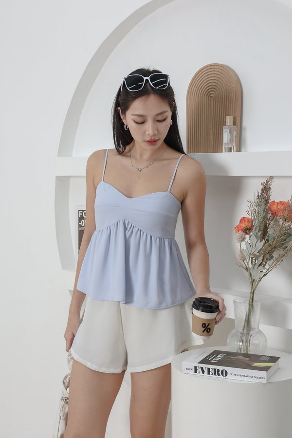 *TPZ* MELODY BABYDOLL TOP IN BABY BLUE
