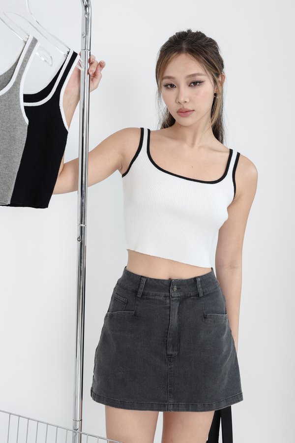 *TPZ* YEOSIN CONTRAST KNIT TOP IN WHITE