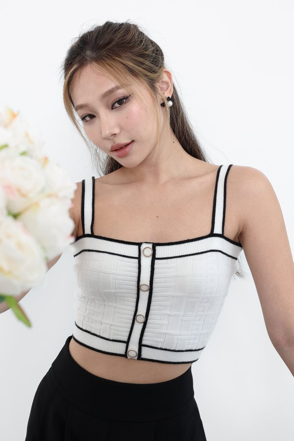 *TPZ* CHAEBOL PEARL KNIT TOP IN WHITE