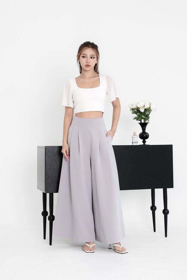 *TPZ* DOVELORA HIGH WAISTED PANTS (PETITE) IN LILAC GREY
