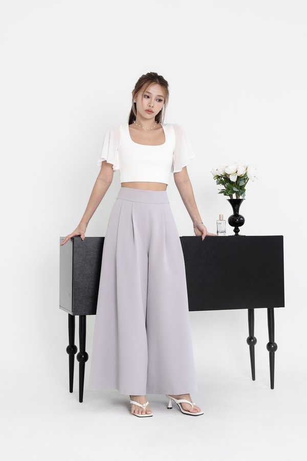 *TPZ* DOVELORA HIGH WAISTED PANTS (PETITE) IN LILAC GREY