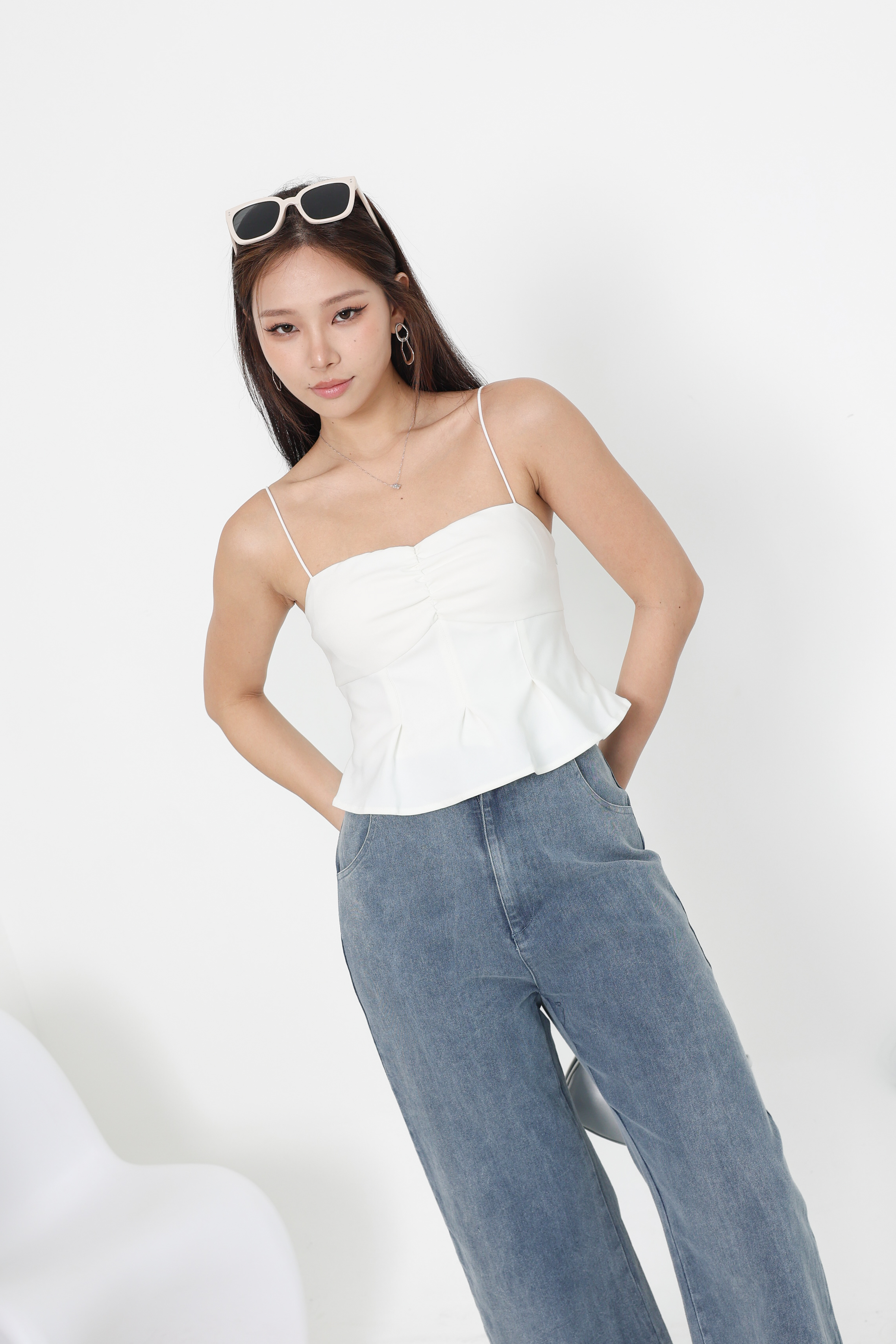 TPZ* VVIP PLEATS BABYDOLL TOP IN WHITE | TOPAZETTE