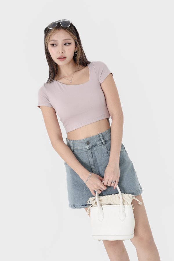 *TPZ* PERFECT CUT BASIC TOP (CROPPED) IN DUSTY PINK