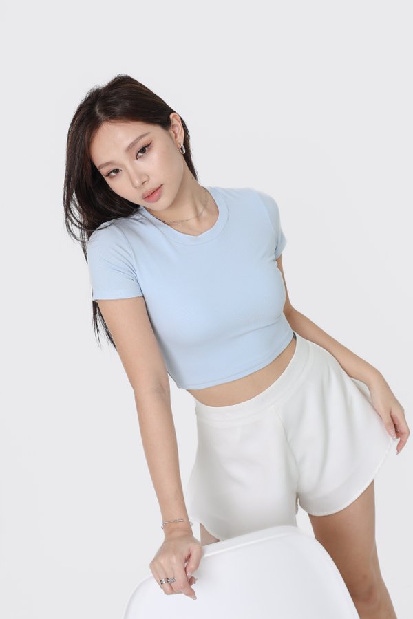 *TPZ* PERFECT ROUND NECK TOP (CROPPED) IN BABY BLUE
