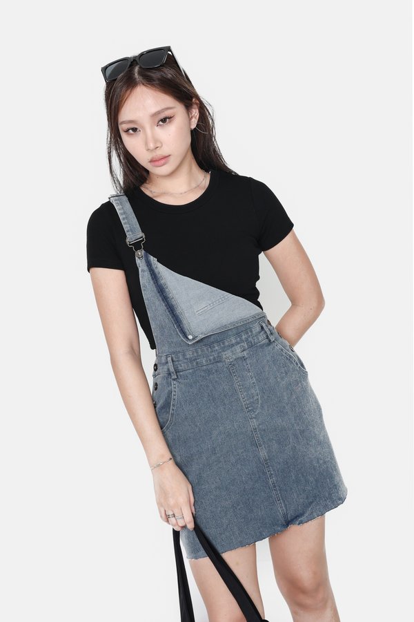*TPZ* VELOCITY RIPPED DENIM DUNGAREE IN LIGHT WASH 