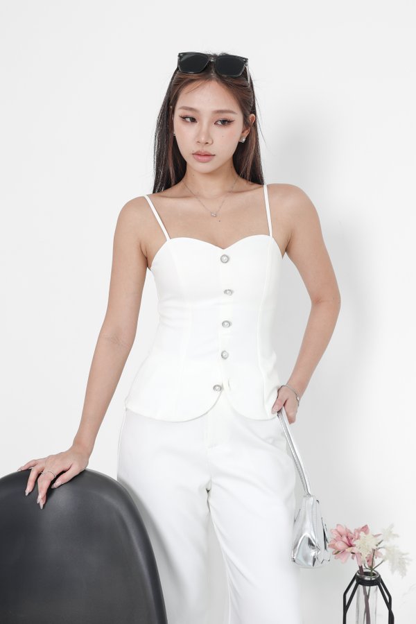 *TPZ* VIP PEARL SWEETHEART TOP IN WHITE