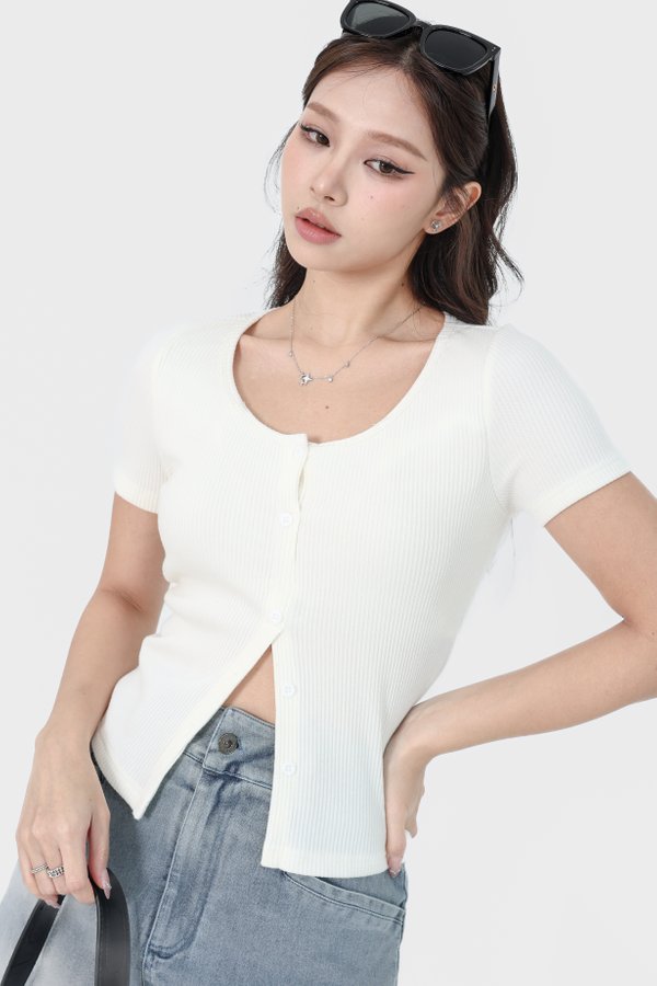 *TPZ* NEW ERA RIBBED KNIT TOP IN WHITE